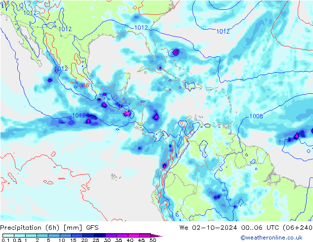 Z500/Rain (+SLP)/Z850 GFS We 02.10.2024 06 UTC