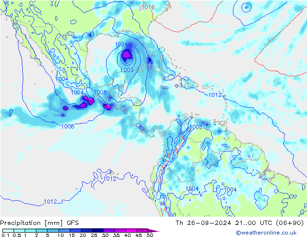 Srážky GFS Čt 26.09.2024 00 UTC