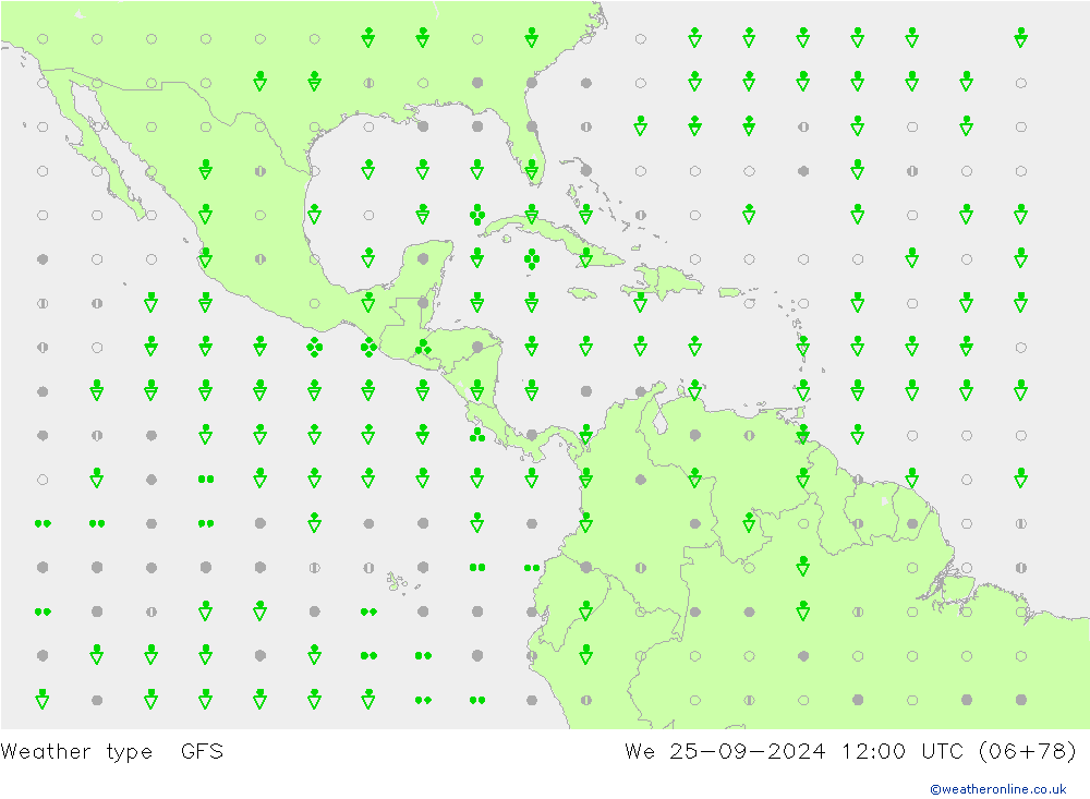 Tipo di precipitazione GFS mer 25.09.2024 12 UTC