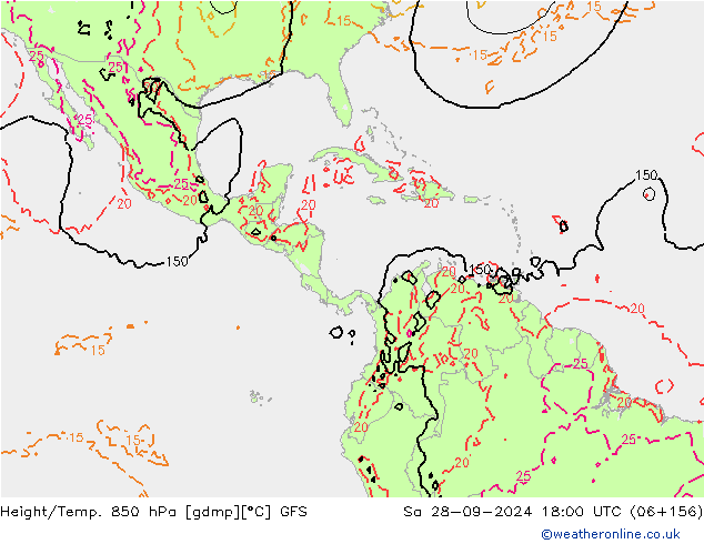 Z500/Rain (+SLP)/Z850 GFS Sáb 28.09.2024 18 UTC