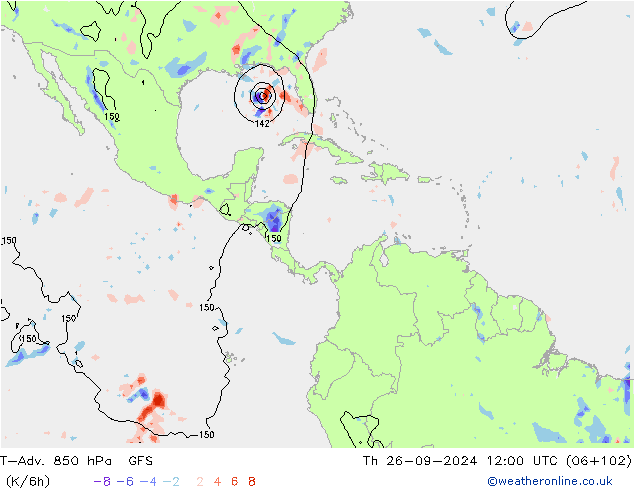 T-Adv. 850 hPa GFS Qui 26.09.2024 12 UTC