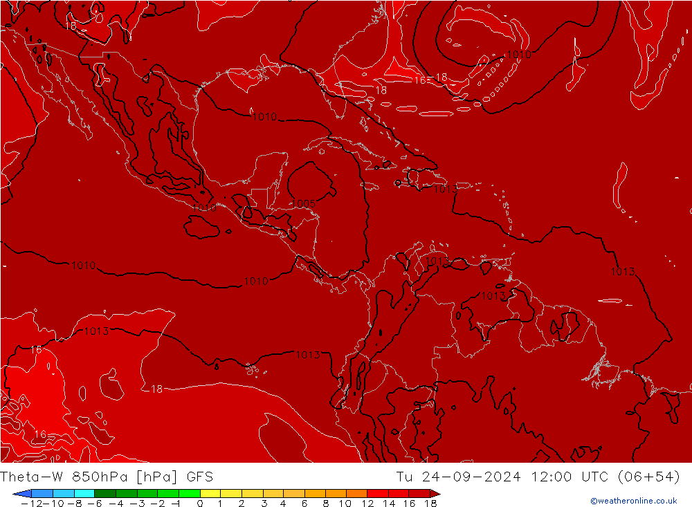 Theta-W 850hPa GFS mar 24.09.2024 12 UTC