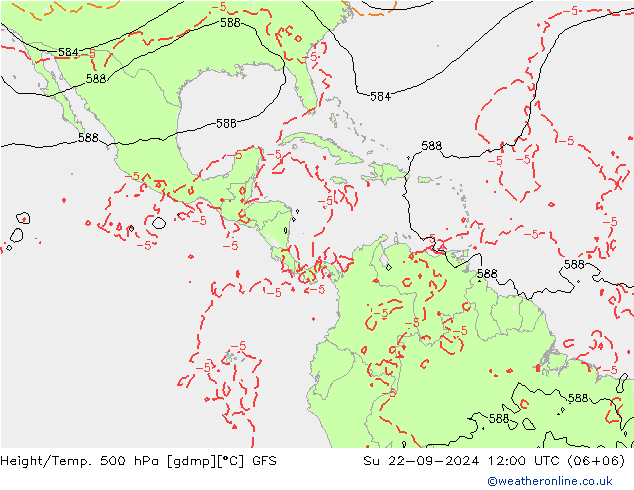 Height/Temp. 500 гПа GFS Вс 22.09.2024 12 UTC