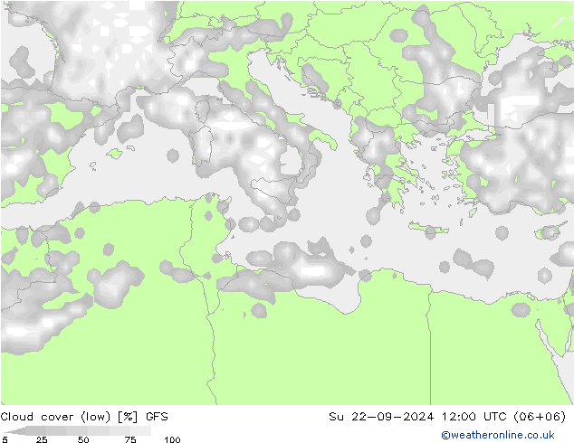 Cloud (high,middle,low) GFS Su 22.09.2024 12 UTC