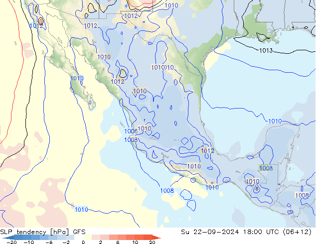 SLP tendency GFS Dom 22.09.2024 18 UTC