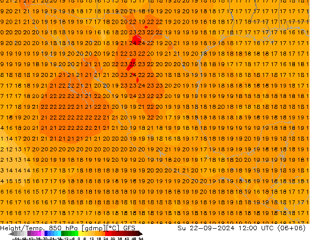 Z500/Rain (+SLP)/Z850 GFS dom 22.09.2024 12 UTC