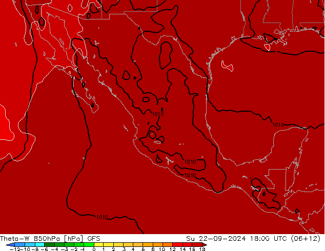 Theta-W 850hPa GFS Dom 22.09.2024 18 UTC