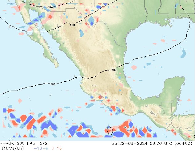 V-Adv. 500 hPa GFS dom 22.09.2024 09 UTC