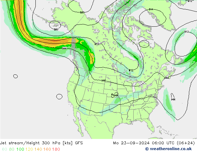 高速氣流 GFS 星期一 23.09.2024 06 UTC