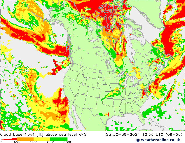 Höhe untere Wolkengrenze GFS So 22.09.2024 12 UTC