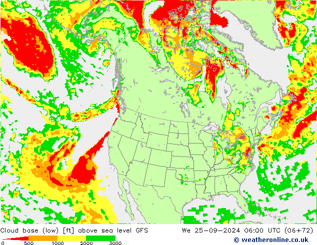 Cloud base (low) GFS We 25.09.2024 06 UTC