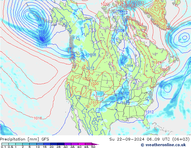 Niederschlag GFS So 22.09.2024 09 UTC