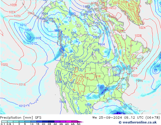 Precipitazione GFS mer 25.09.2024 12 UTC