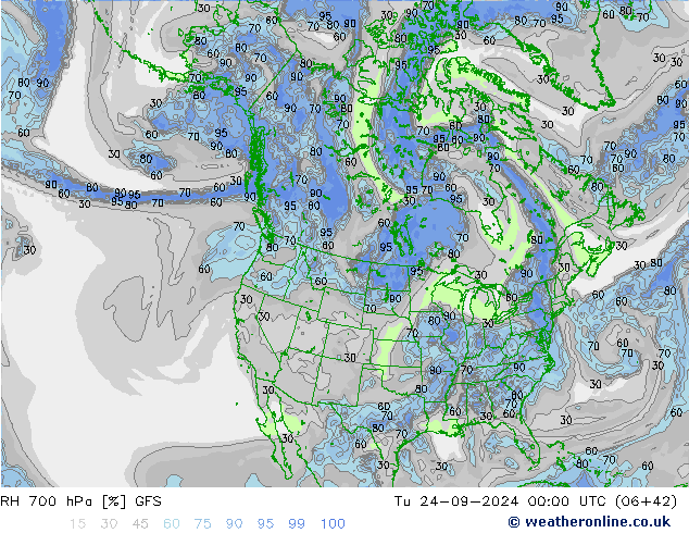 RH 700 hPa GFS September 2024