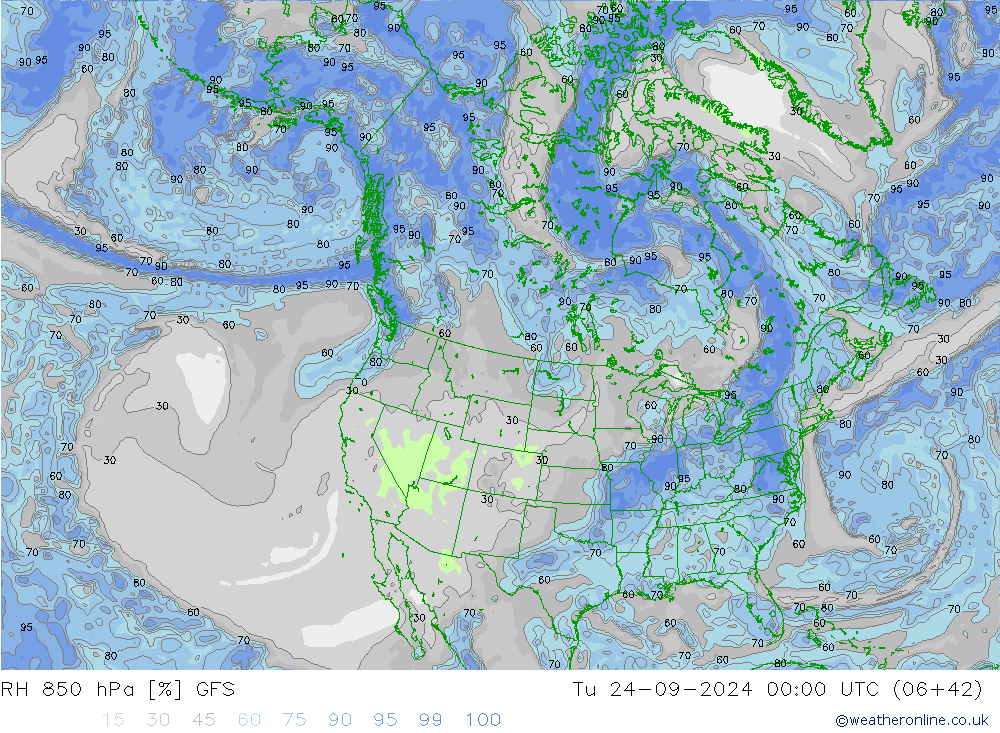 RH 850 hPa GFS September 2024