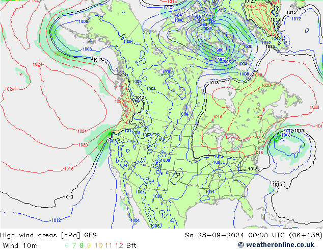 High wind areas GFS sab 28.09.2024 00 UTC