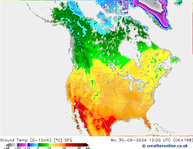 Ground Temp (0-10cm) GFS Po 30.09.2024 12 UTC