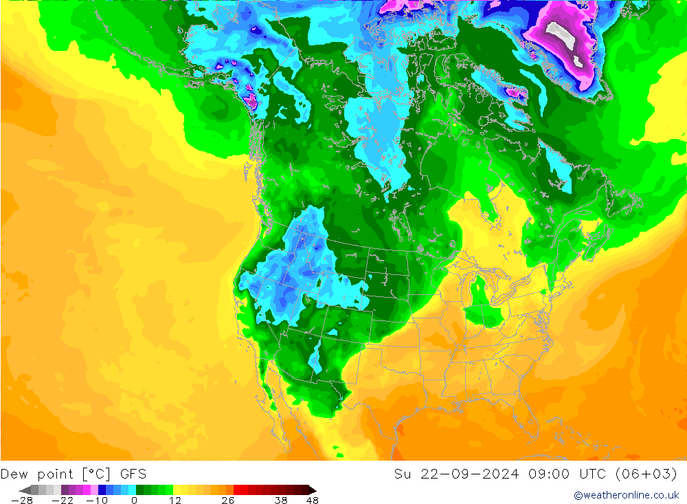 Taupunkt GFS So 22.09.2024 09 UTC