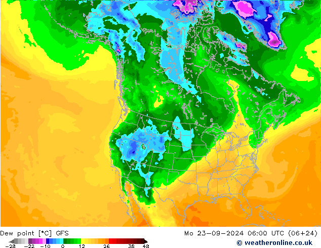 Ponto de orvalho GFS Seg 23.09.2024 06 UTC