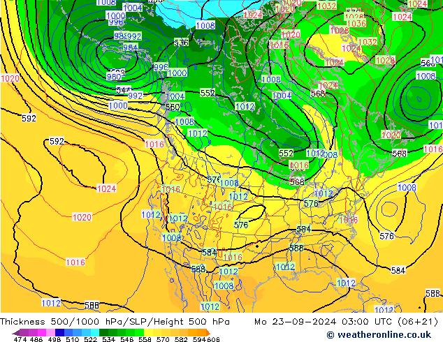 Schichtdicke 500-1000 hPa GFS Mo 23.09.2024 03 UTC