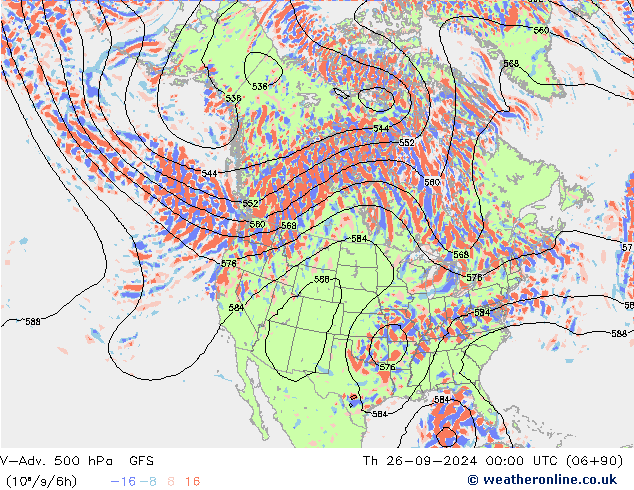 V-Adv. 500 hPa GFS Čt 26.09.2024 00 UTC