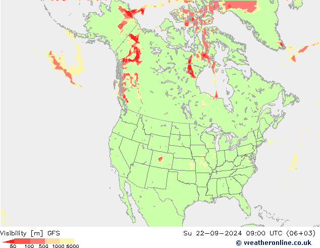 能见度 GFS 星期日 22.09.2024 09 UTC