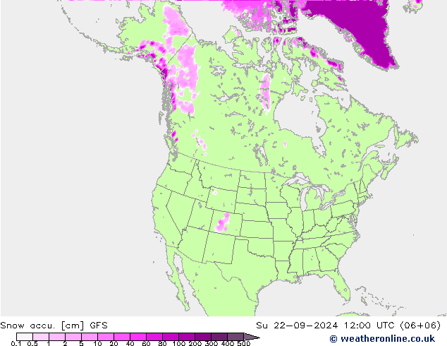 Snow accu. GFS 星期日 22.09.2024 12 UTC