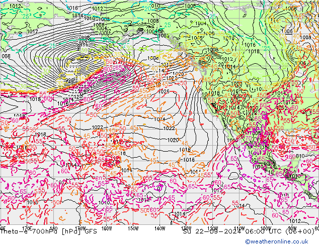 Theta-e 700hPa GFS September 2024