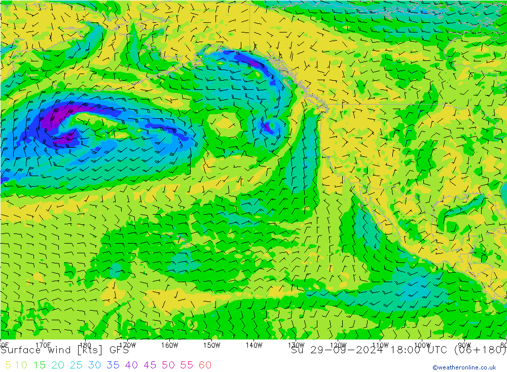 Vento 10 m GFS Dom 29.09.2024 18 UTC