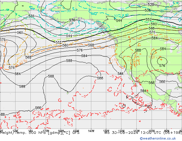 Z500/Rain (+SLP)/Z850 GFS Mo 30.09.2024 12 UTC