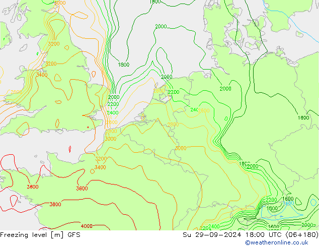 Freezing level GFS Su 29.09.2024 18 UTC