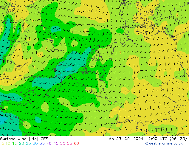 Bodenwind GFS Mo 23.09.2024 12 UTC