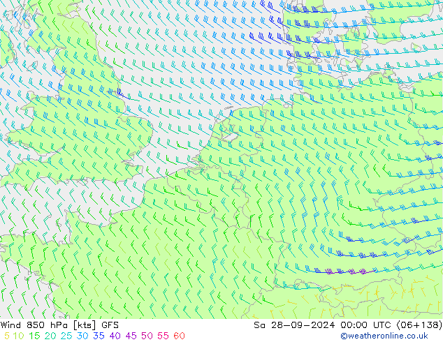 Wind 850 hPa GFS Sa 28.09.2024 00 UTC