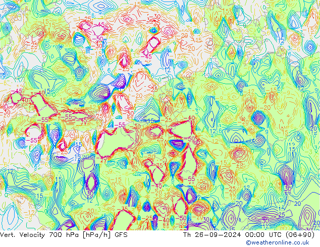 Vert. Velocity 700 hPa GFS gio 26.09.2024 00 UTC