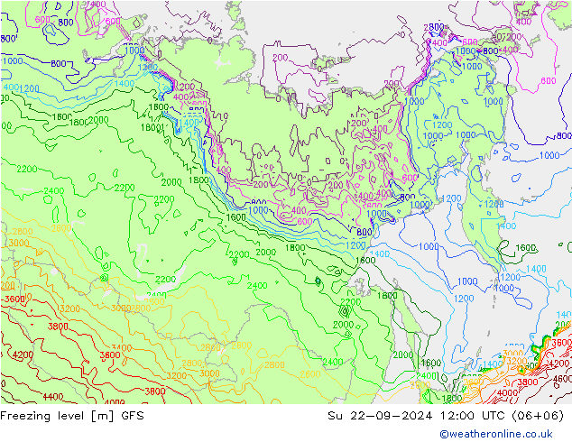 Freezing level GFS Ne 22.09.2024 12 UTC