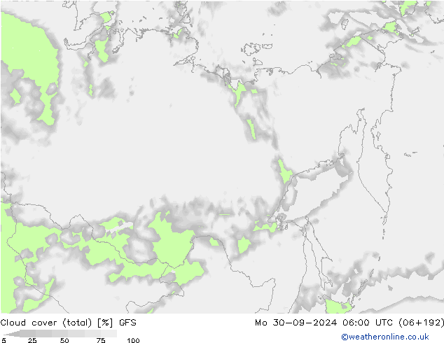 Wolken (gesamt) GFS Mo 30.09.2024 06 UTC