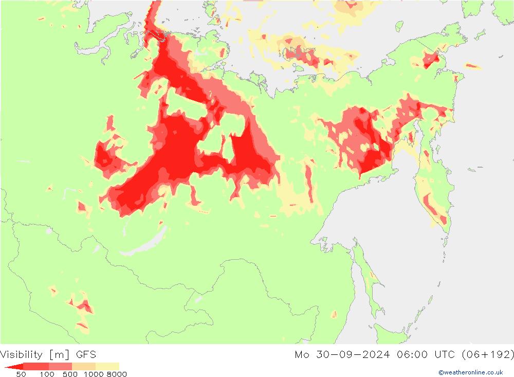 Visibility GFS Mo 30.09.2024 06 UTC