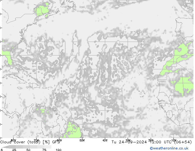 Bewolking (Totaal) GFS di 24.09.2024 12 UTC