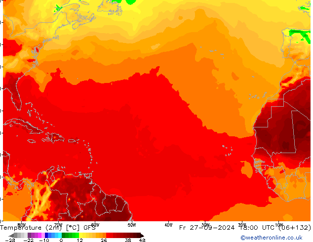 Temperatura (2m) GFS ven 27.09.2024 18 UTC