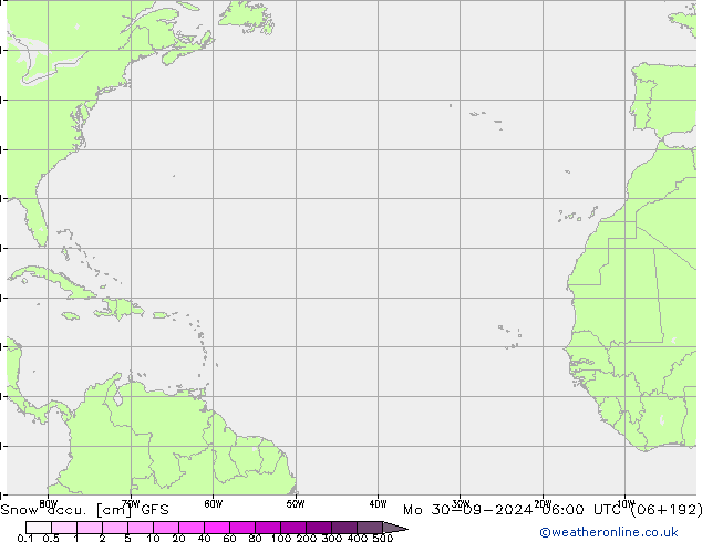 Totale sneeuw GFS ma 30.09.2024 06 UTC