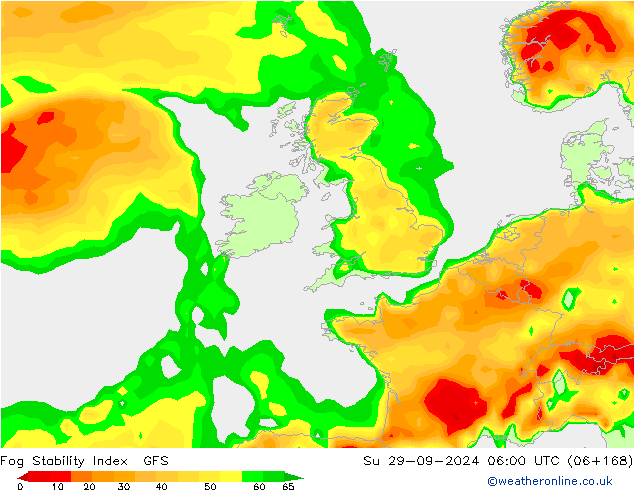 Fog Stability Index GFS Su 29.09.2024 06 UTC