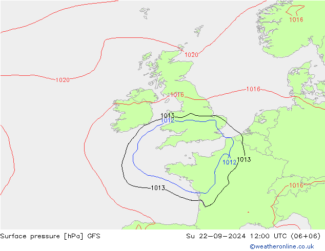 pressão do solo GFS Dom 22.09.2024 12 UTC