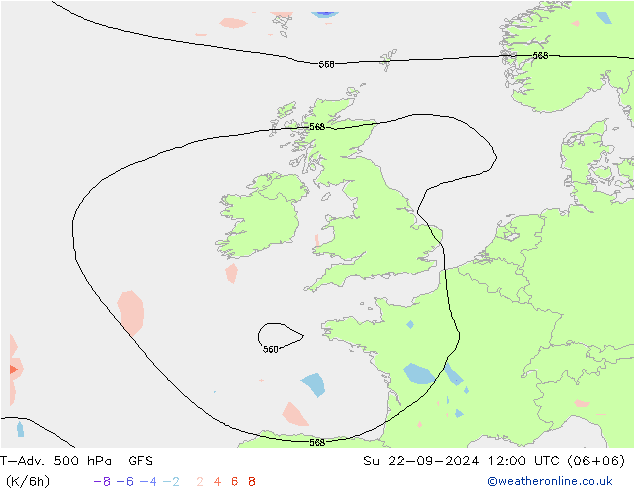 T-Adv. 500 hPa GFS Dom 22.09.2024 12 UTC