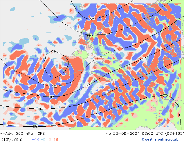 V-Adv. 500 hPa GFS Mo 30.09.2024 06 UTC