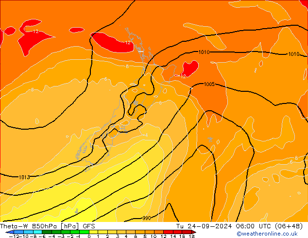 Theta-W 850hPa GFS di 24.09.2024 06 UTC