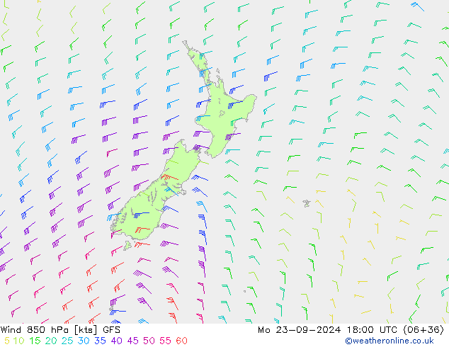 Wind 850 hPa GFS ma 23.09.2024 18 UTC