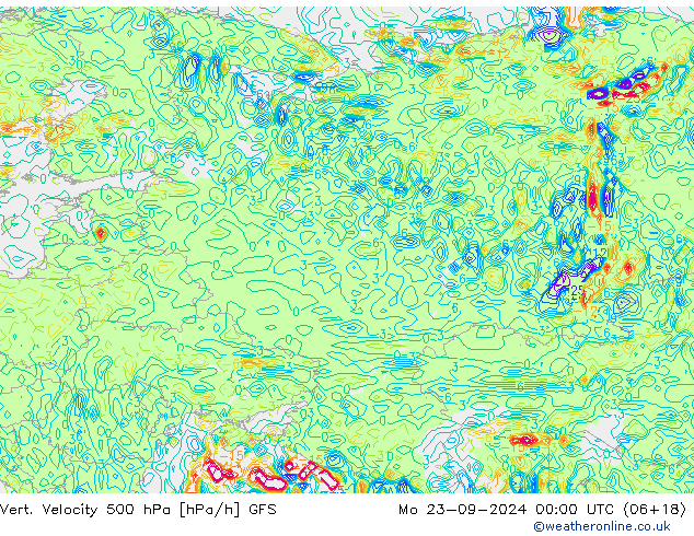 Vert. snelheid 500 hPa GFS ma 23.09.2024 00 UTC