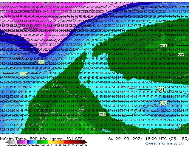 Height/Temp. 500 hPa GFS Su 29.09.2024 18 UTC