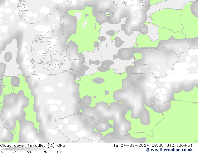 Bulutlar (orta) GFS Sa 24.09.2024 09 UTC