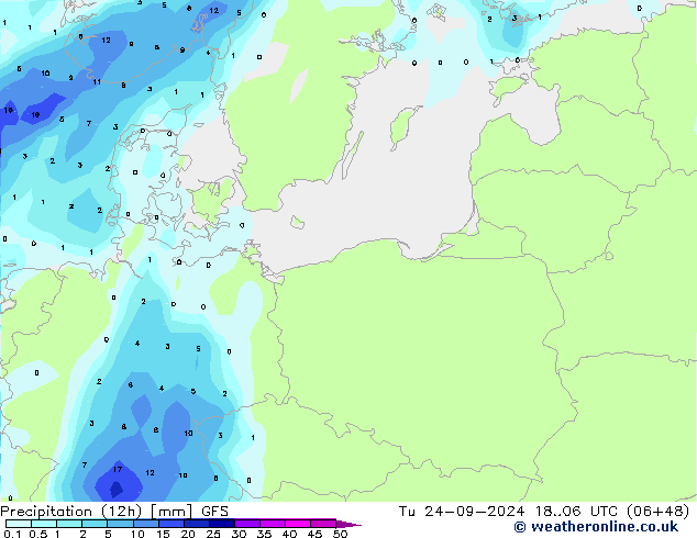 Nied. akkumuliert (12Std) GFS Di 24.09.2024 06 UTC